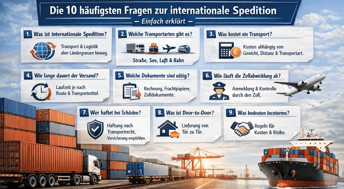 Die 10 h&auml;ufigsten Fragen zur internationalen Spedition &ndash; einfach erkl&auml;rt