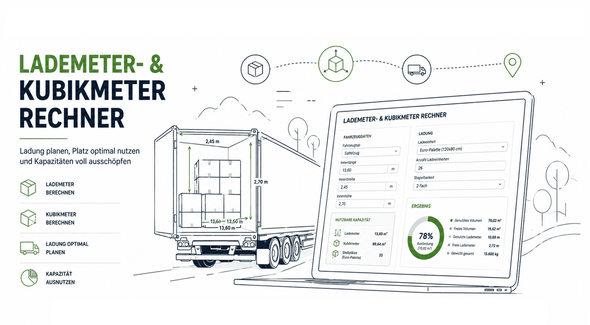 Lademeter und Kubikmeter Rechner für Transportplanung und Laderaumberechnung im internationalen Güterverkehr
