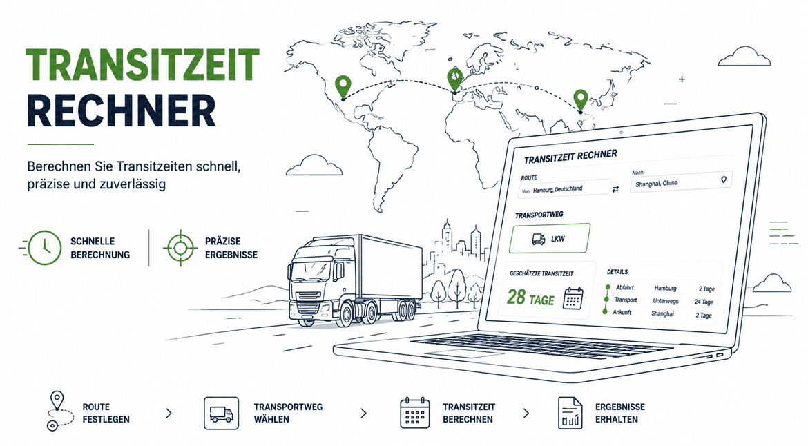 Transitzeit Rechner für internationale LKW Transporte und geschätzte Lieferzeiten